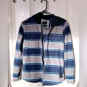 Quicksilver grey and blue striped jacket with hood for boys